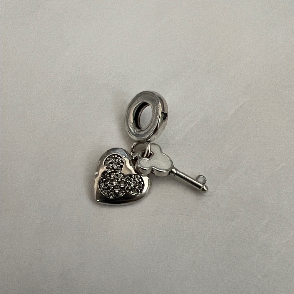 Disney Mickey Mouse Heart and Key Dangle Charm